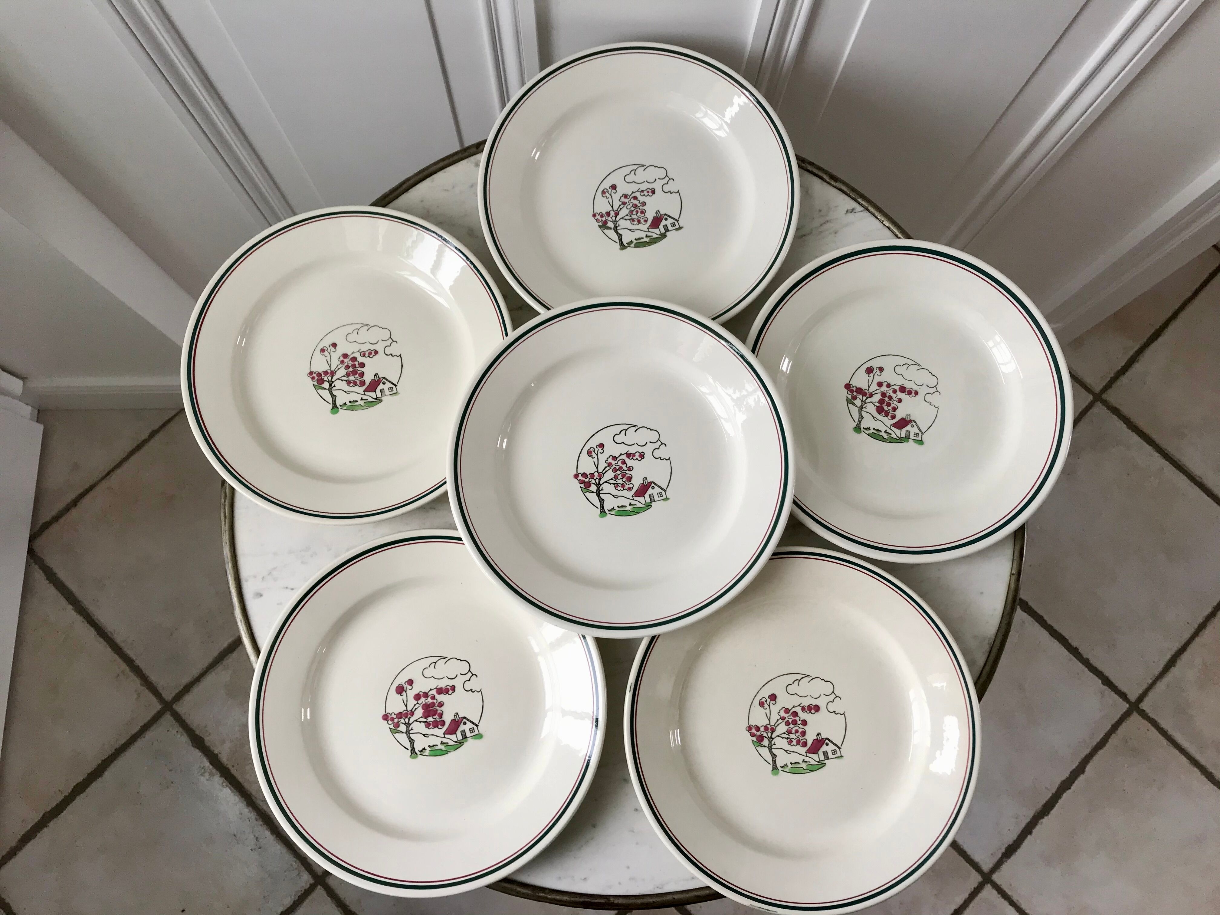 Set of 6 flat plates salins model "april" years 30-40