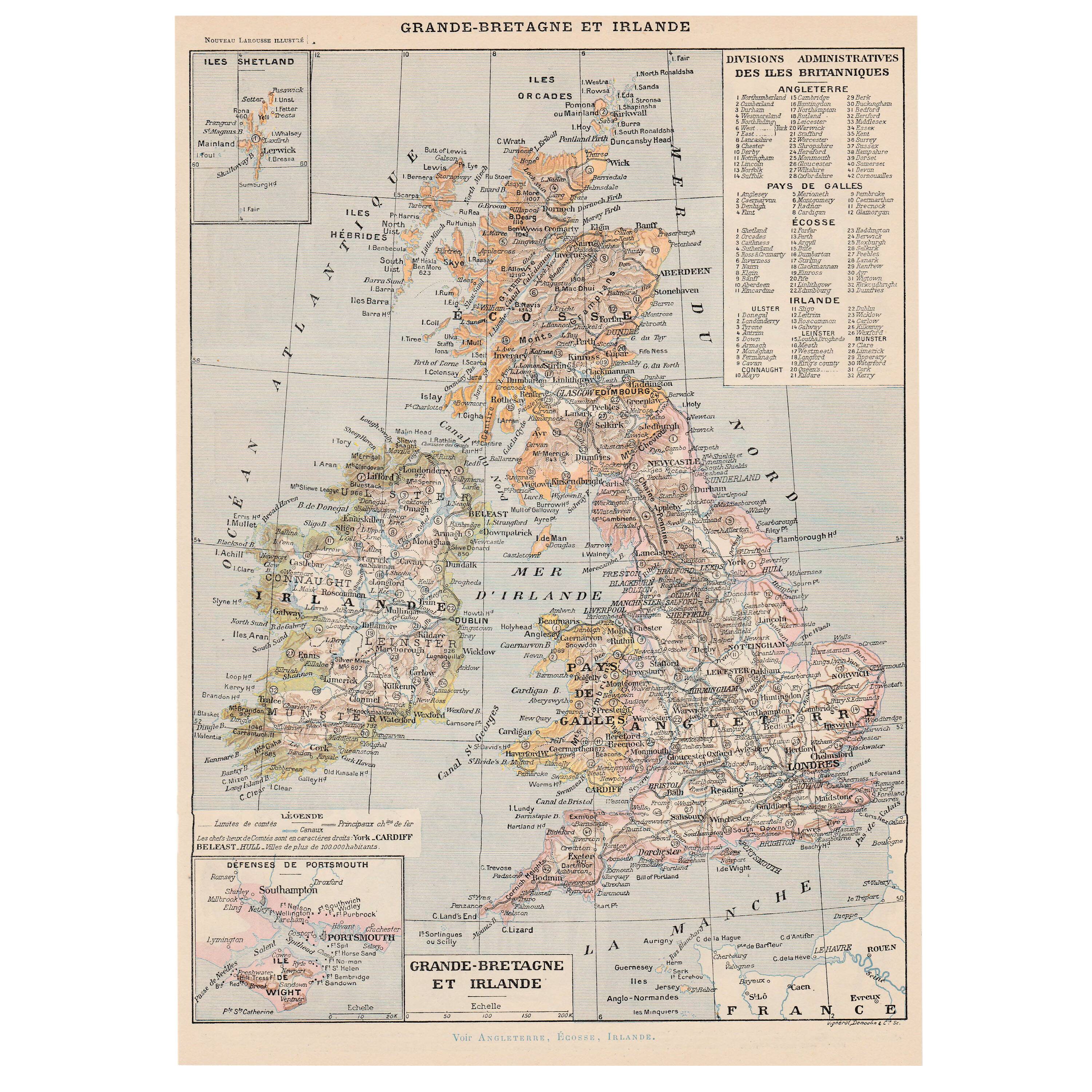 Old map Great Britain Ireland and Scotland 1897