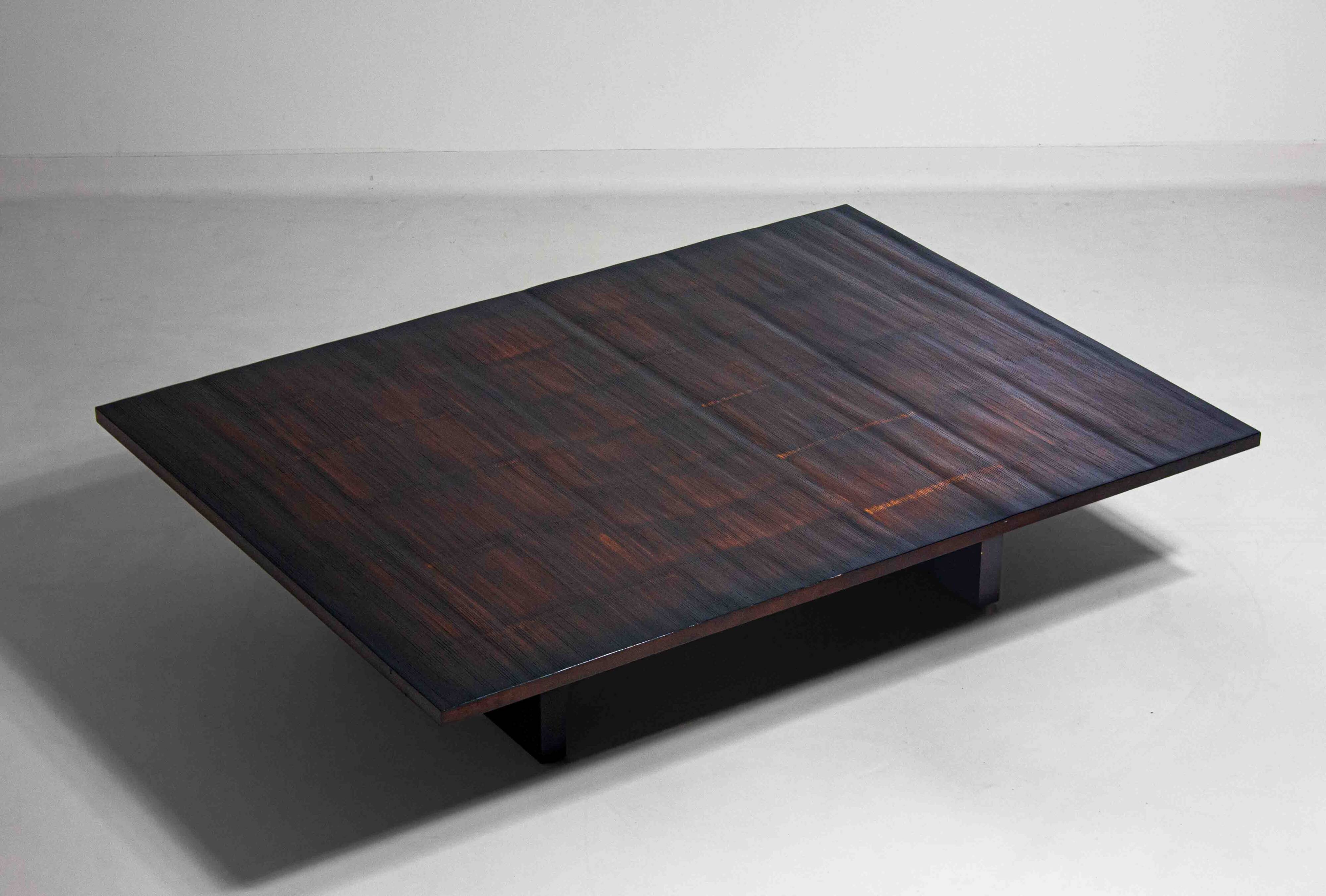 Large bamboo & wengé coffee table by Axel Vervoordt, 1980s
