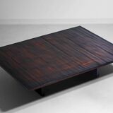 Large bamboo & wengé coffee table by Axel Vervoordt, 1980s