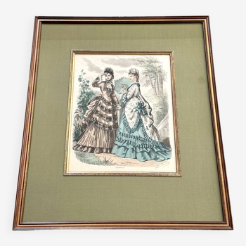 Anais Toudouze illustration print, antique French fashion , France, art print in wooden frame