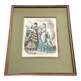 Impression d’illustration Anais Toudouze, mode Français antique, France, impression d’art dans un cadre en bois