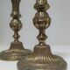 Paire de bougeoirs flambeaux bronze doré patiné style louis xvi époque 19ème