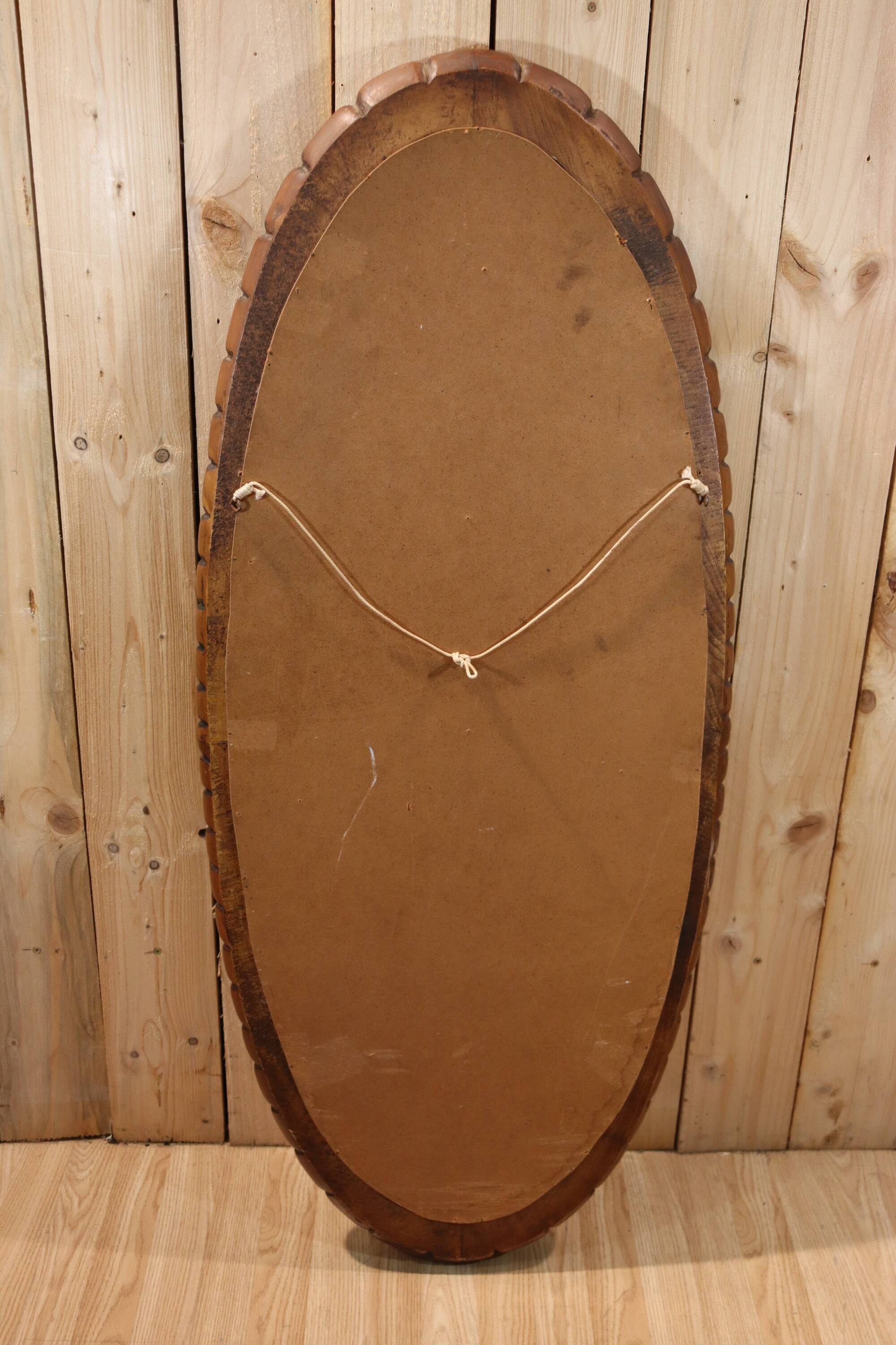 Large oval wooden mirror 1950