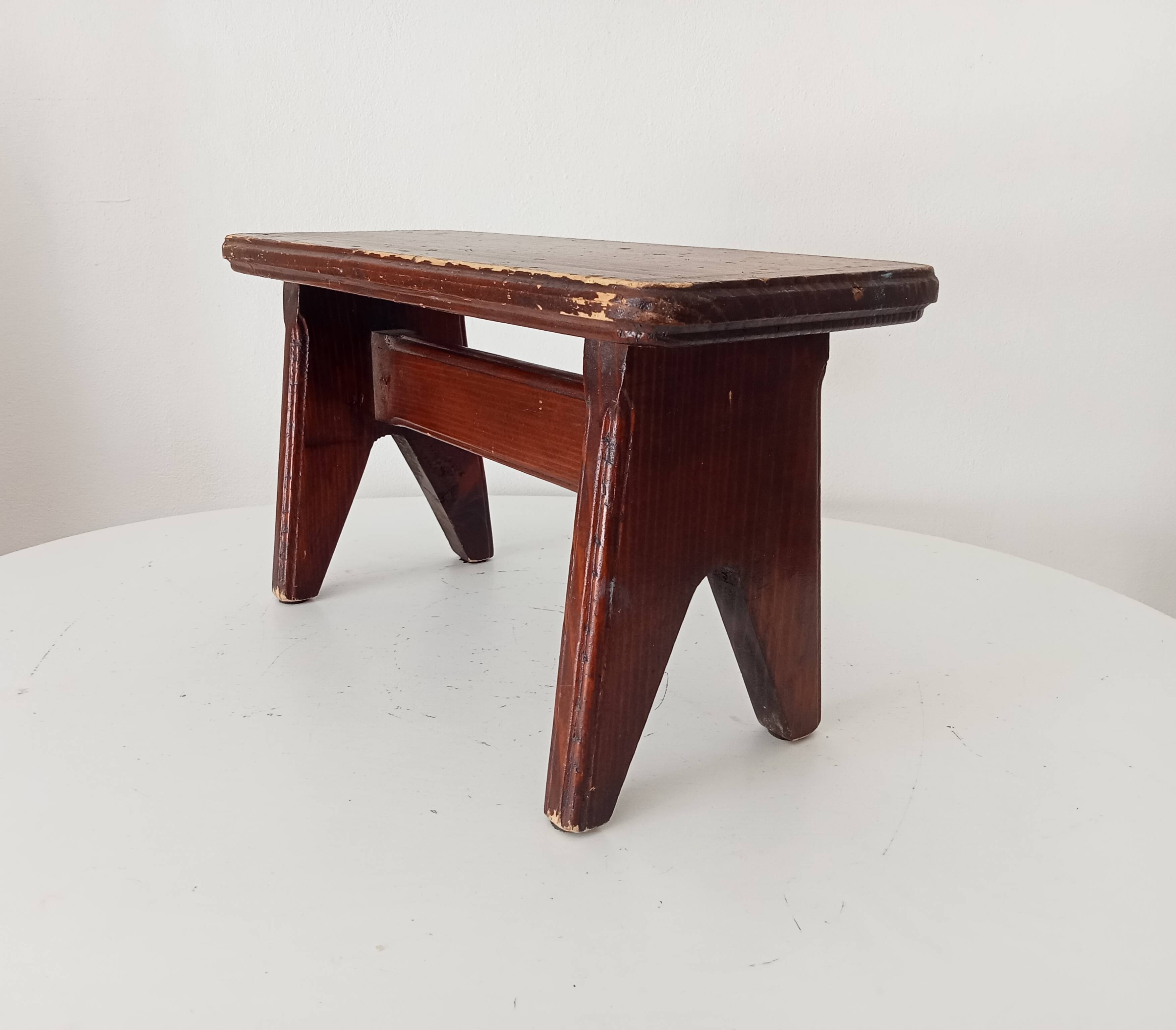 Vintage wooden plant stand stool