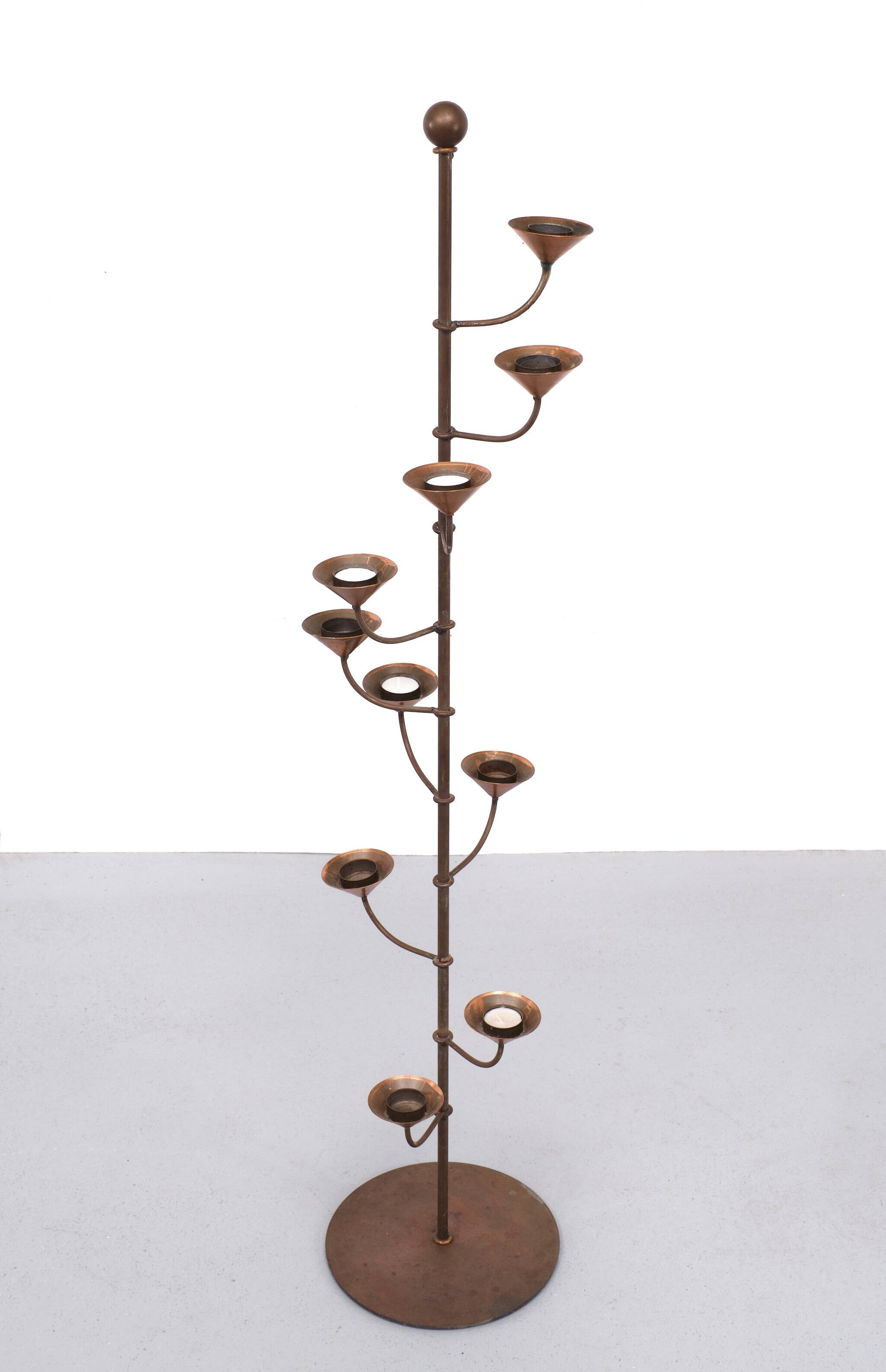 Scandinavian Brass standing candle stick 1960s