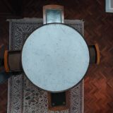 Small bouillotte table - Louis XVI style - white marble top - 3 legs