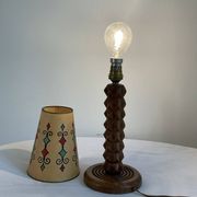 Vintage turned wooden lamp, in the style of Charles Dudouyt.