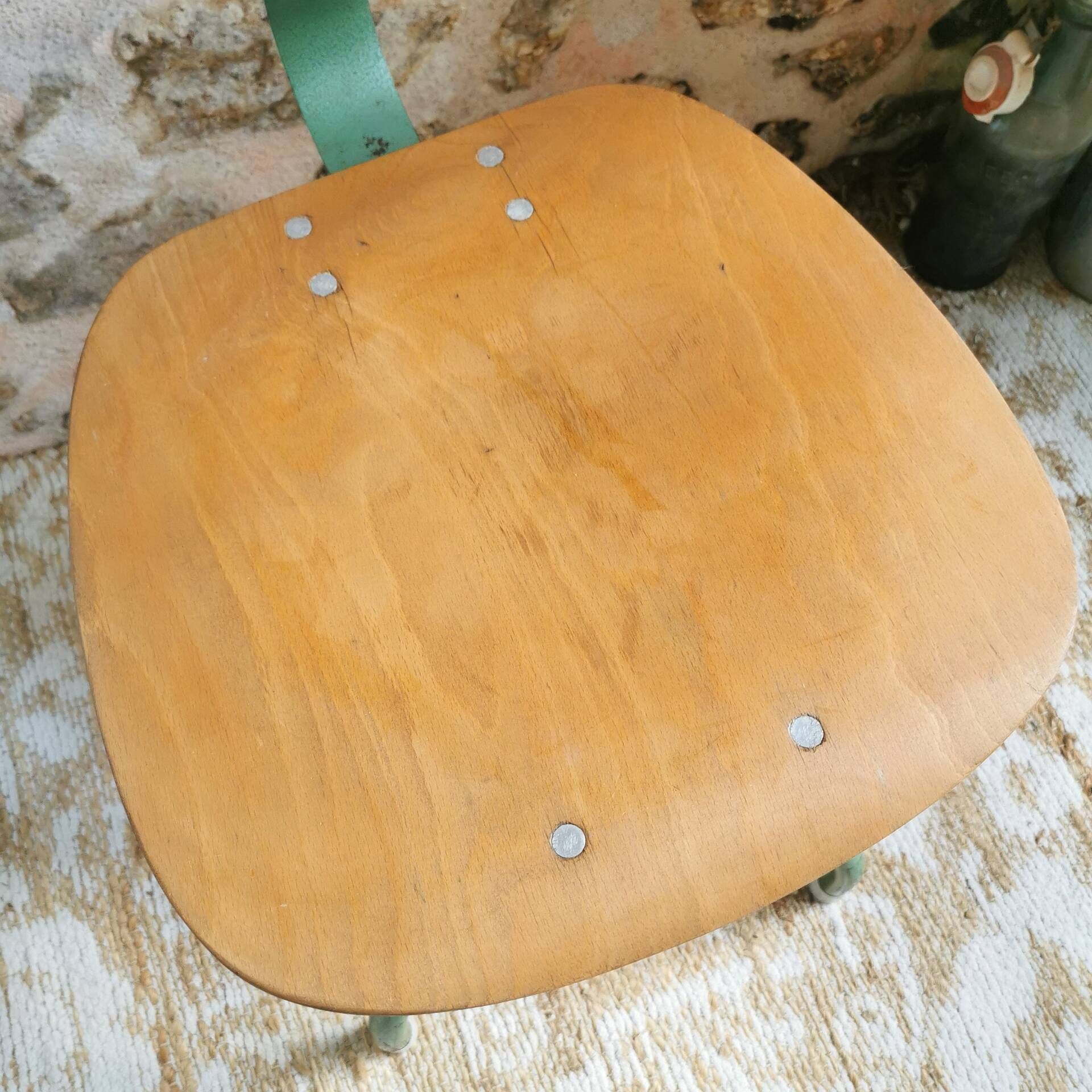 Ancienne chaise d’atelier réglable, Vintage industriel