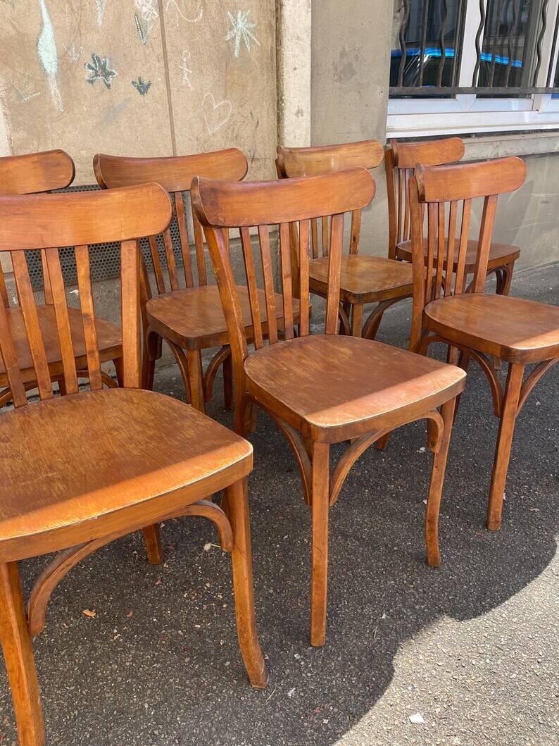 7 chaises bistrot vintage style Thonet Baumann