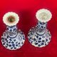 Pair of blue and white candle holders