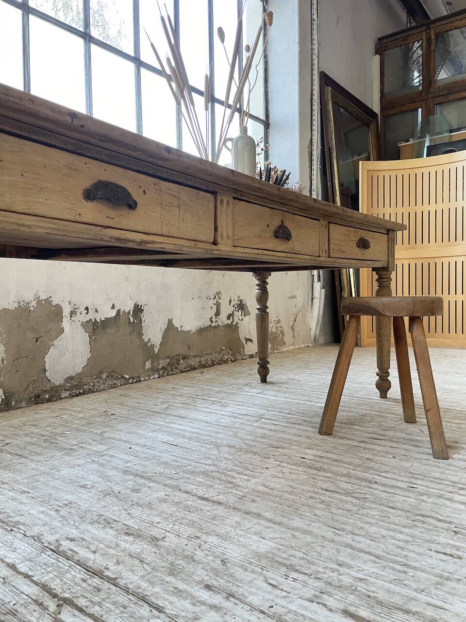 2m walnut drapery farmhouse table