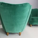 Pair of velvet armchairs Gio Ponti style
