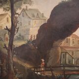 Antique French landscape painting from the 18th century