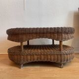 Two-top woven rattan coffee table