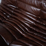 Set of 3 brown leather Togo sofas designed by Michel Ducaroy 1973