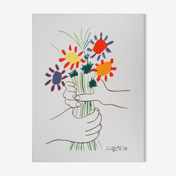 Pablo Picasso : Le bouquet de la Paix - Lithographie signée