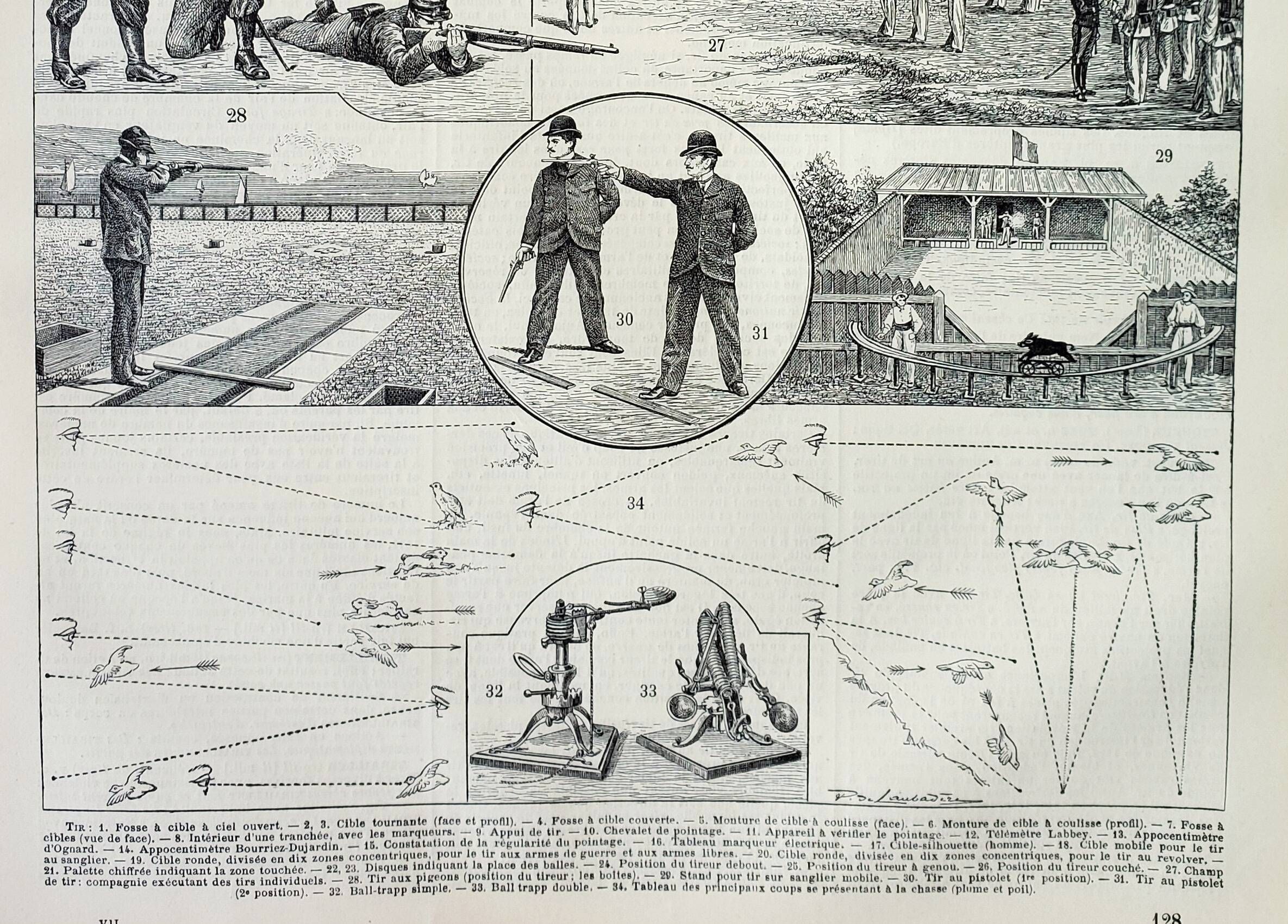 Old engraving 1898, Shooting, sport, rifle, hunting, target • Original and vintage lithograph