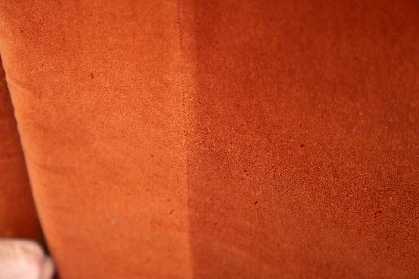 Orange chenille sofas, two and three seats, set of 2, 1970s