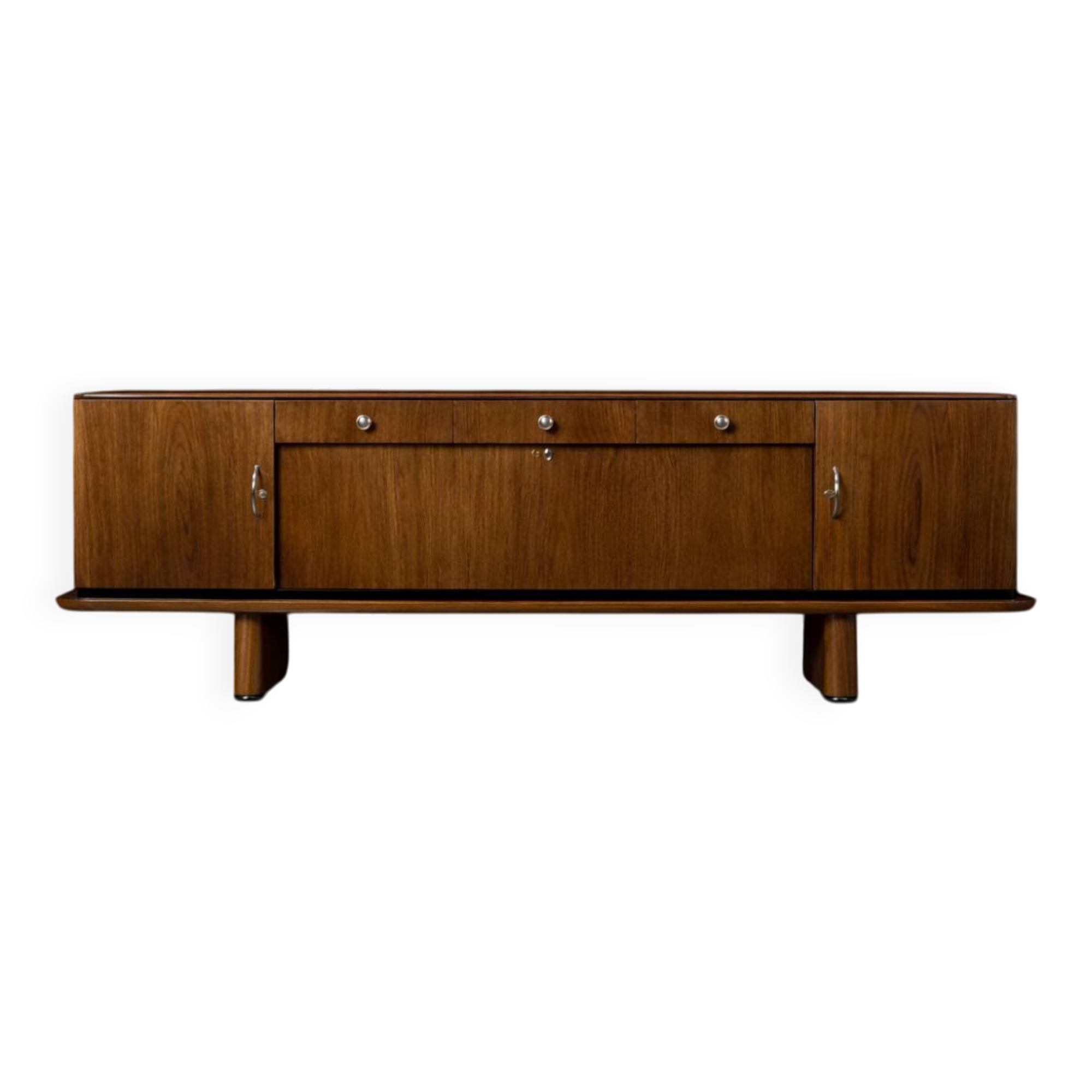 Vintage Rare Large French Art Deco Walnut Sideboard, 1920s