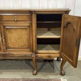 SOUBRIER Chippendale sideboard in oak, elm burl and marble