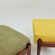 Scandinavian green/yellow corduroy stool Set of 2