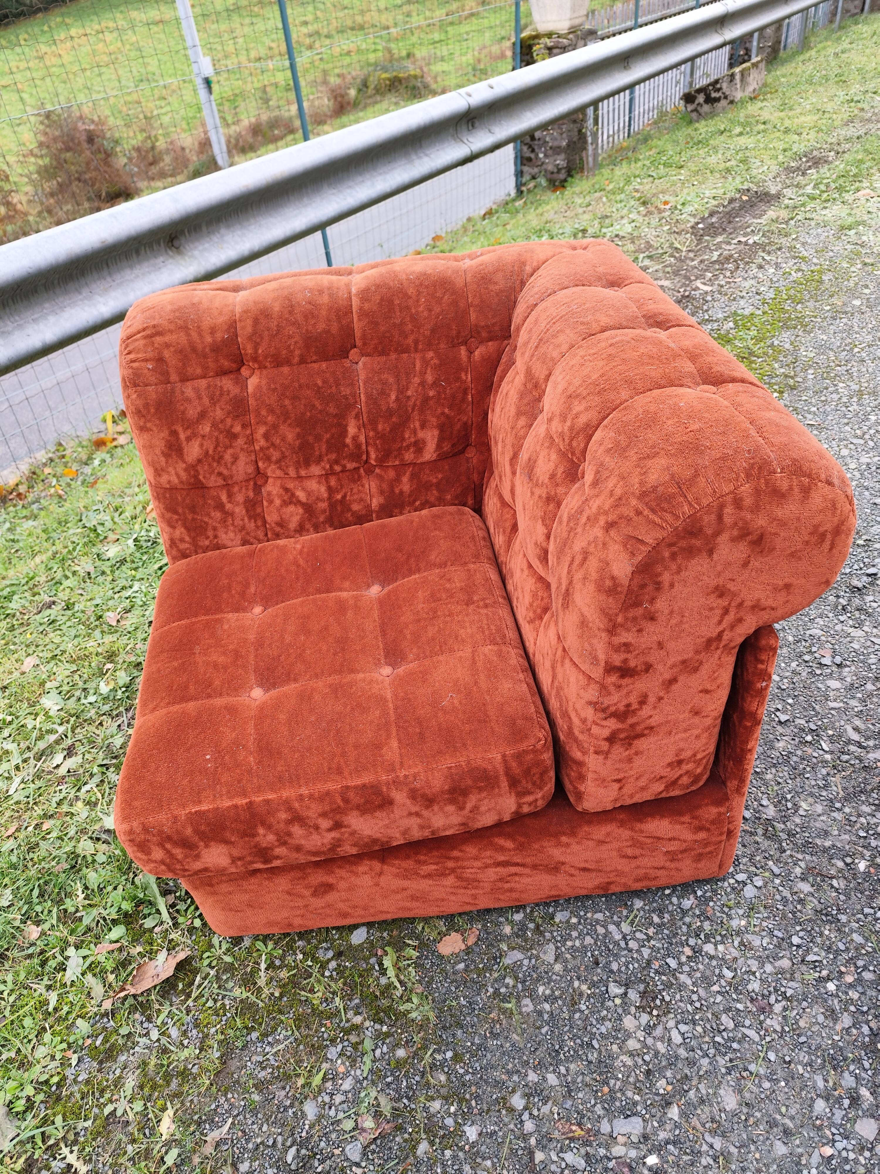 Modular velvet sofa bench 5 blocks