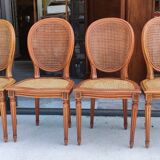 Series of 4 medallion chairs Louis XVI style
