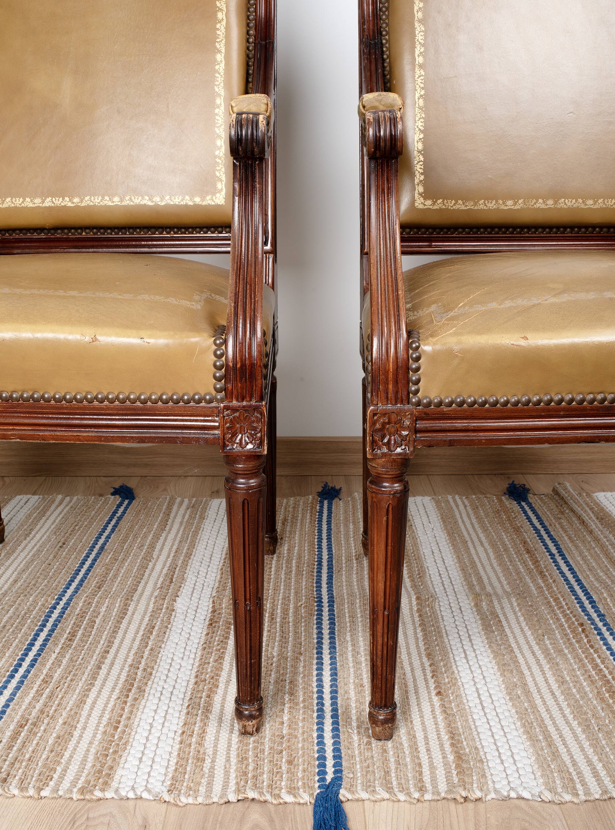 Pair of Louis XVI office armchairs