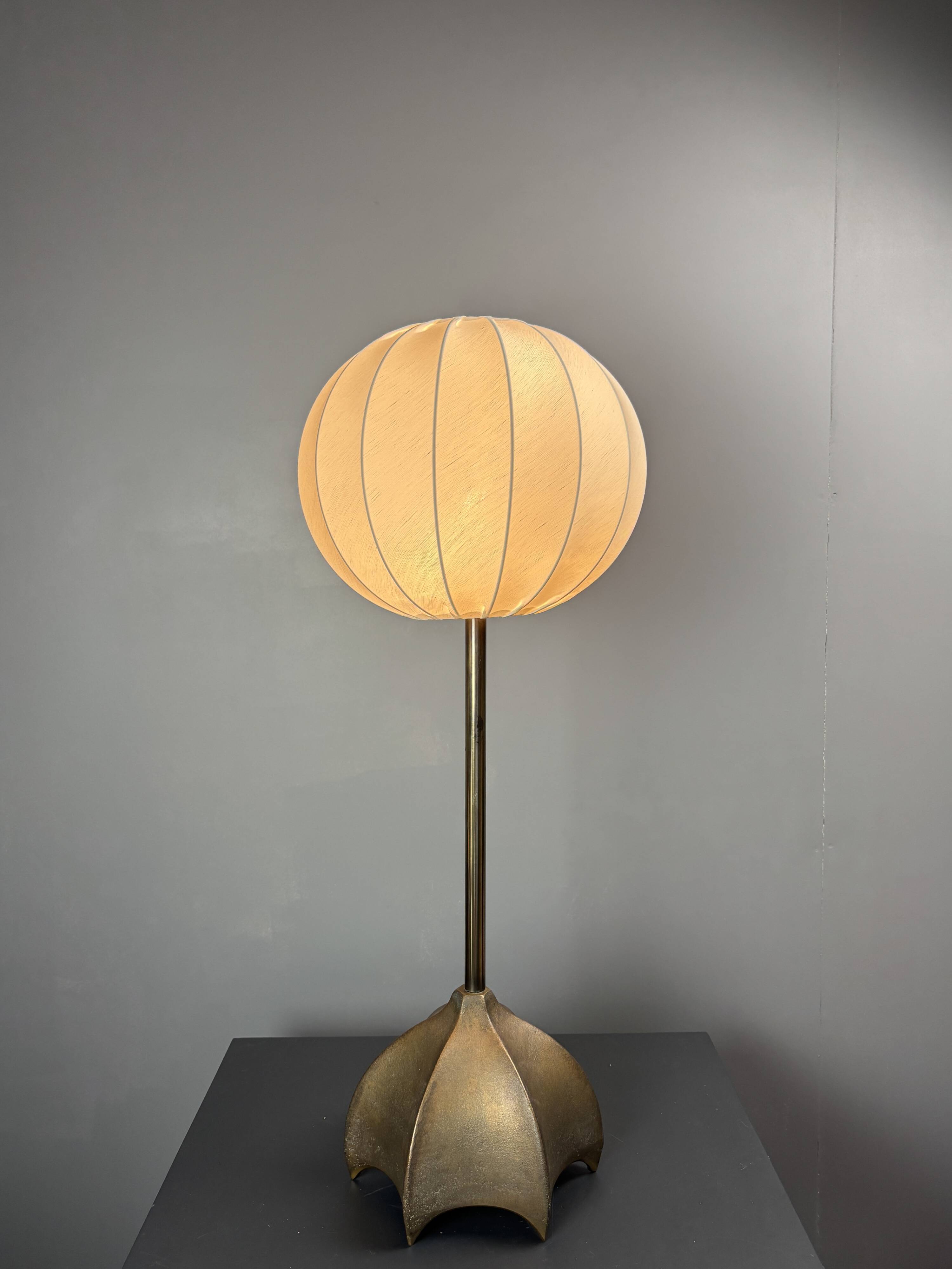 Large Dutch Brutalist Bronze Cocoon Table Lamp, 1990s