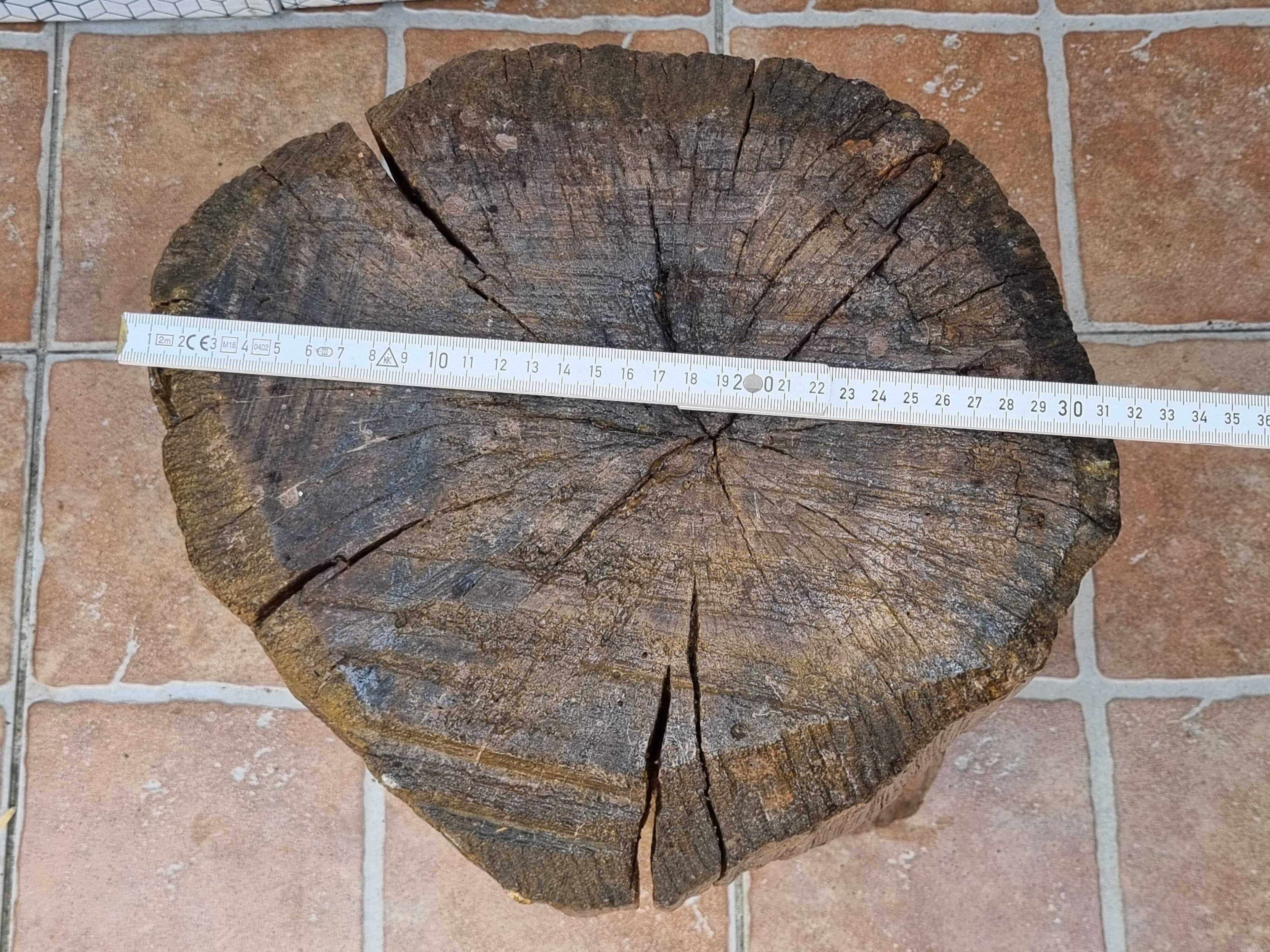 Brutalist mushroom stool solid wood treated indoor outdoor 34 cm