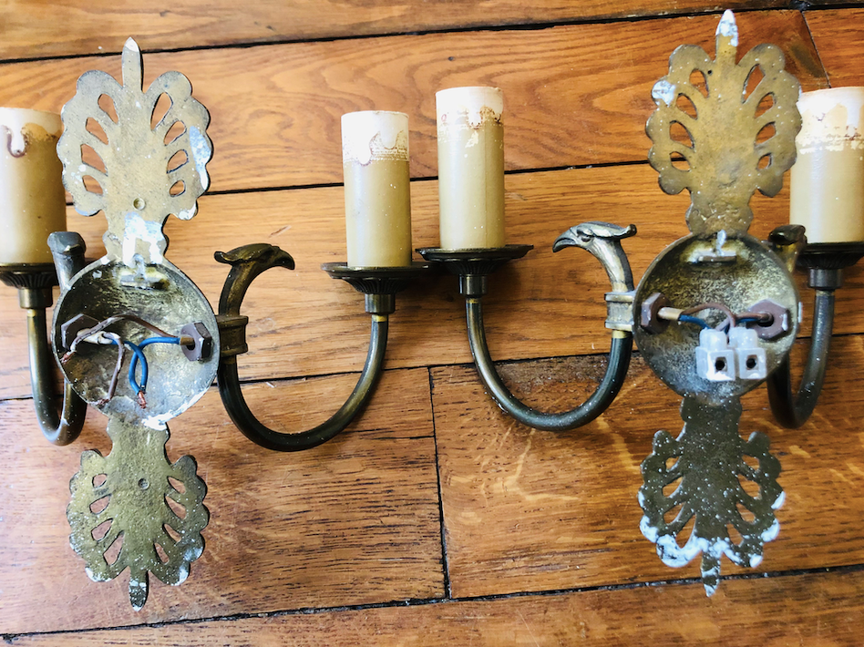 Nineteenth century brass wall lamps