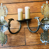 Nineteenth century brass wall lamps