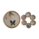 Ensemble plateau et 6 sous verre bambou papillons vintage