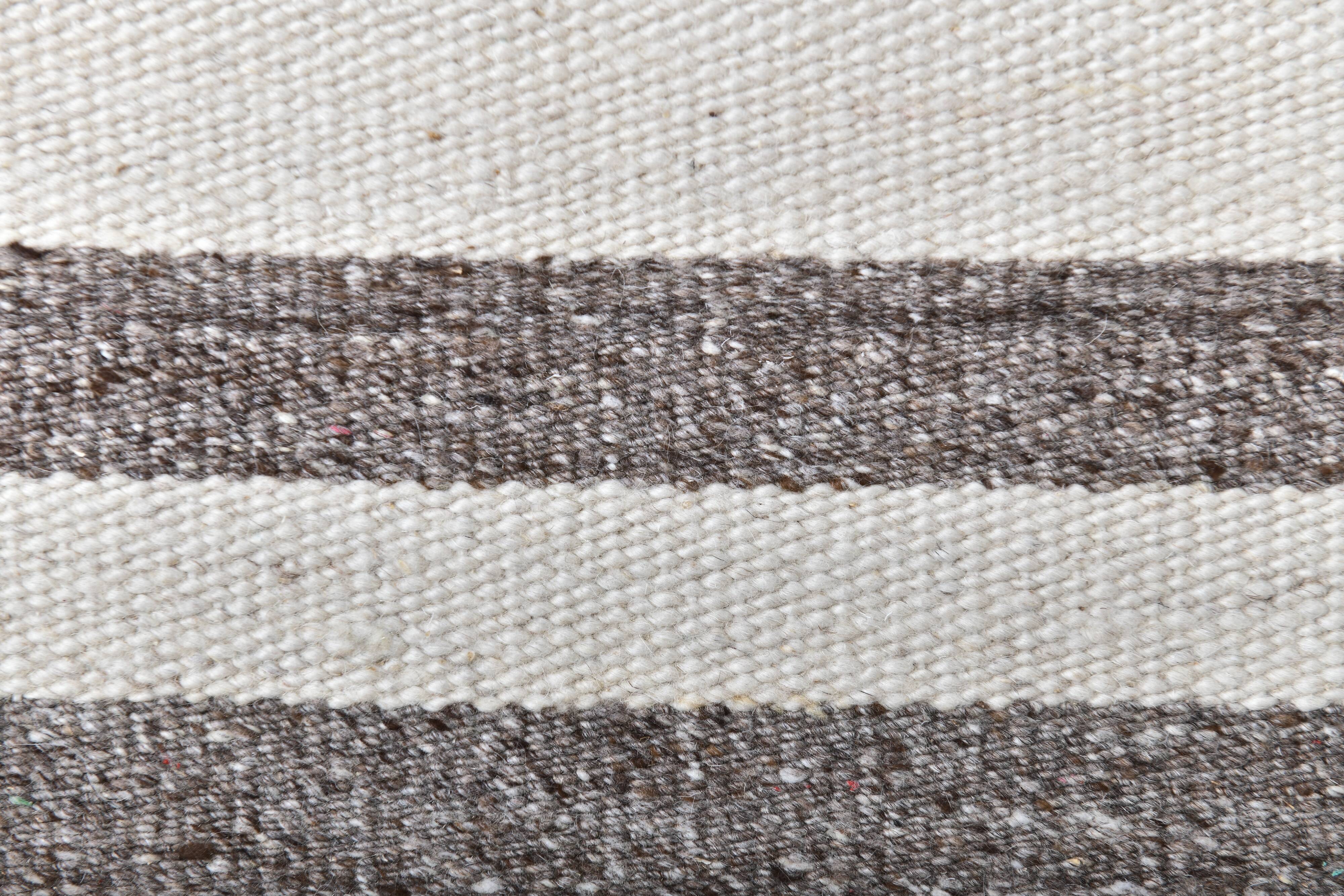 brown cream wool runner kilim , kilim for corridor  76x268 cm