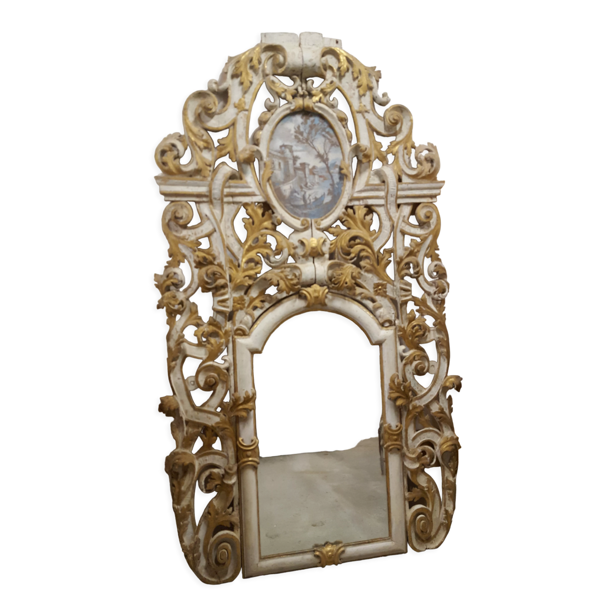 Monumental trumeau in lacquered and gilded carved wood end of the 17th century