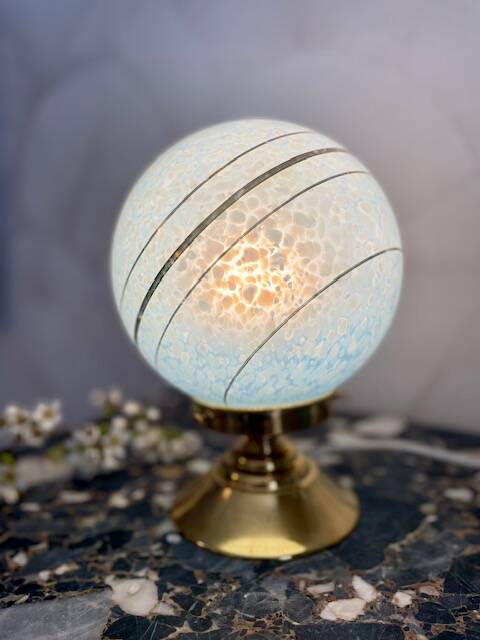 Art Deco lamp in blue Clichy glass