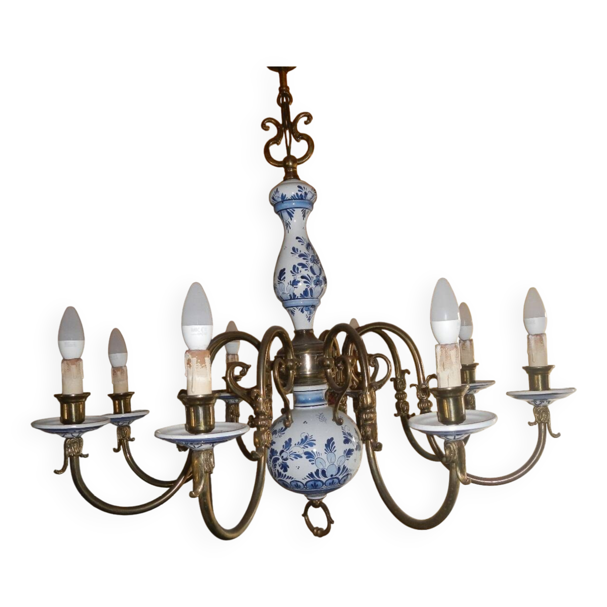 8-lamp ceramic electric chandelier