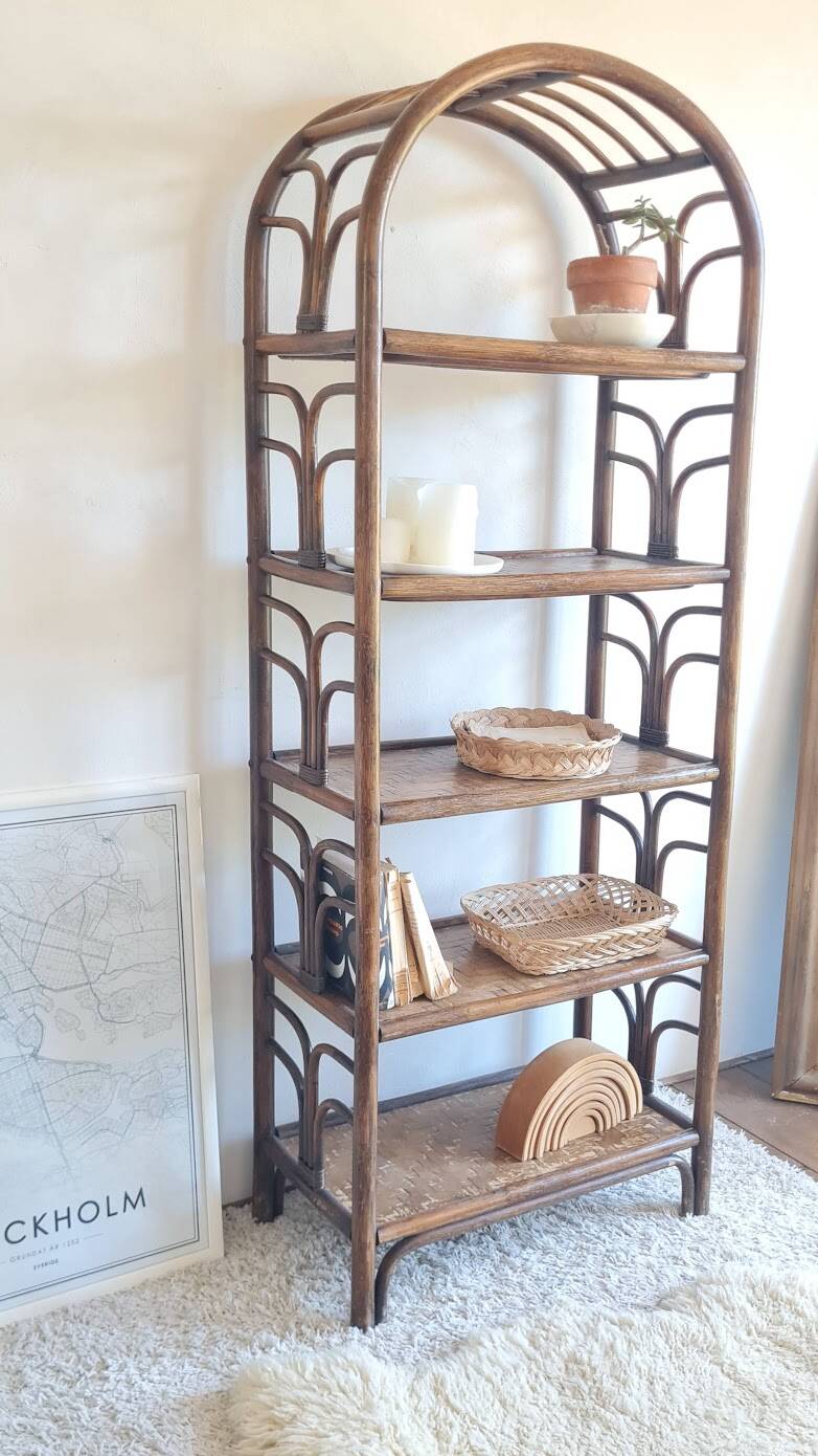 Vintage rattan library from the 70s