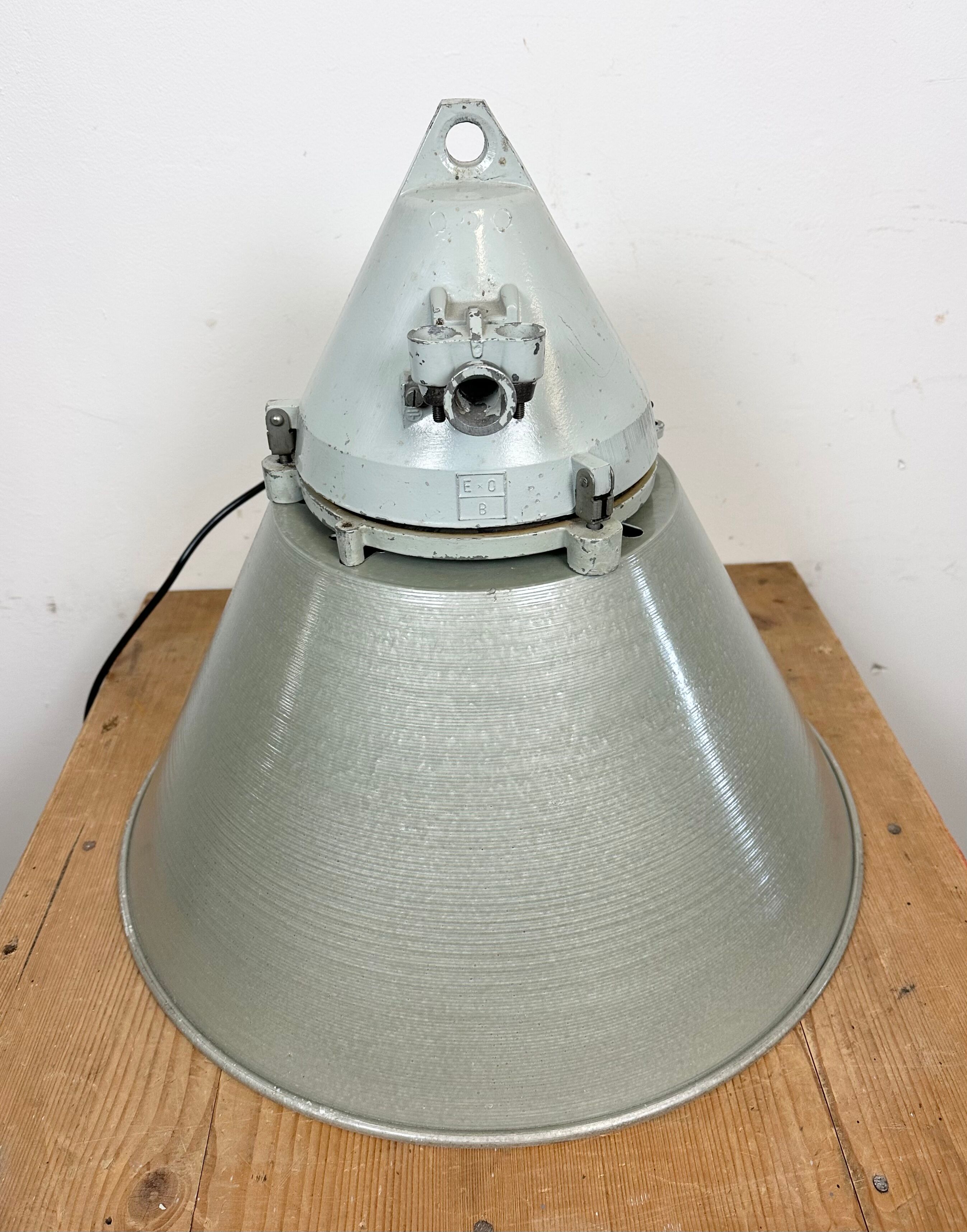 Industrial explosion proof lamp with aluminium shade from Elektrosvit, 1970s