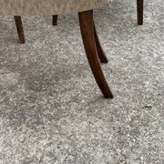 Art Deco set 1940 - 2 bridge chairs and a brown stool, wood and fabric.