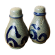Salière poivrière grès vintage gris bleu