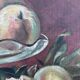 Antique original still life oil painting, fruit kitchen art