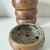 4 glazed pyrite stoneware bowls from the 70s
