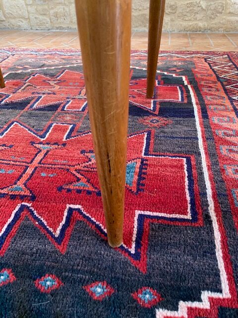 Expandable teak dining table, butterfly extension, circa 60s