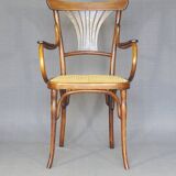 Kohn No. 196 curved wood bistro armchair, new cane