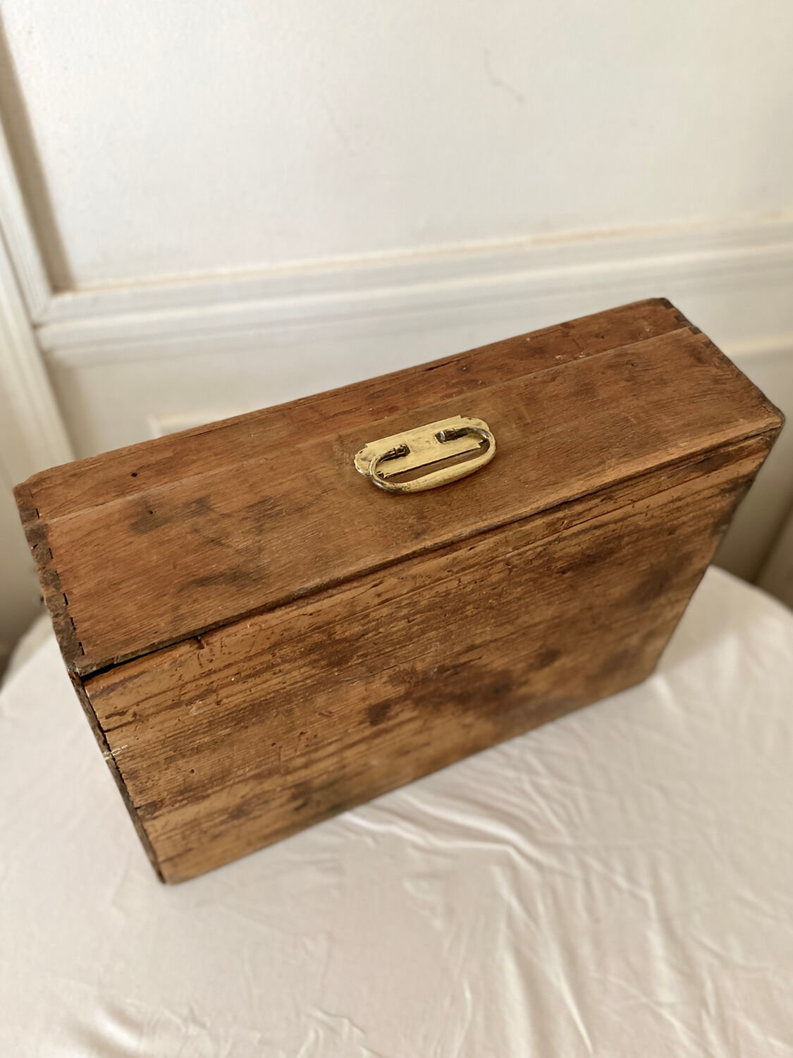 Wooden storage chest old vintage tool box
