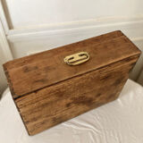 Wooden storage chest old vintage tool box