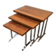 Set of 3 nesting tables in exotic wood and chrome