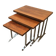 Set of 3 nesting tables in exotic wood and chrome